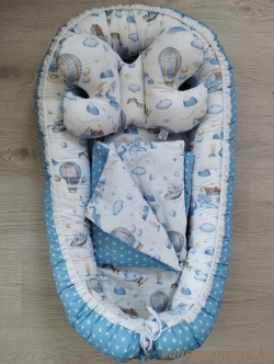 Kék ballon- 3 részes babafészek szett termék főképe